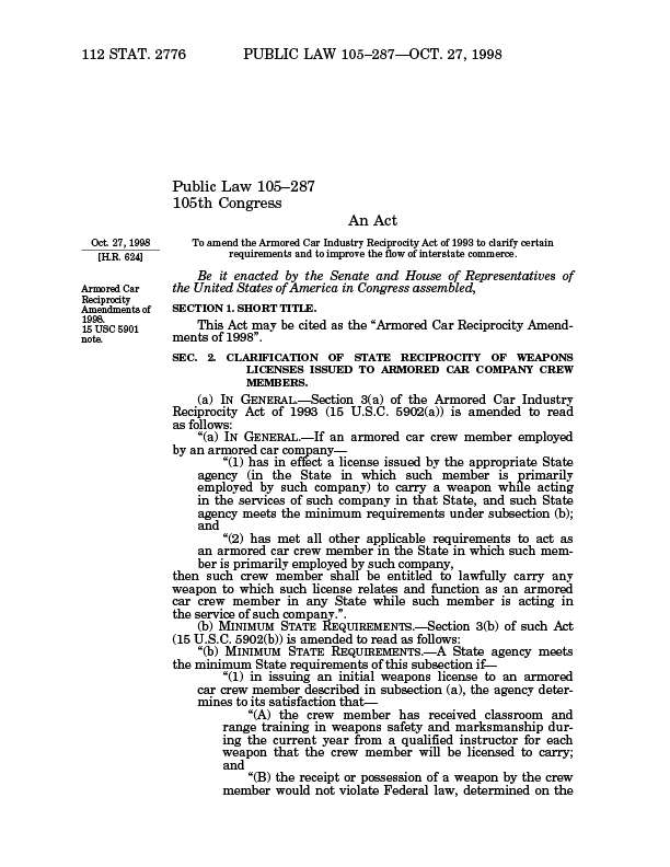Reciprocity Act Amendments of 1997