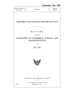 Senate Committee Report Reciprocity Act